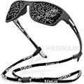 Pikkukuva 2 / 3: SHIMANO Polarisoidut Kalastajan Lasit Miehille, Ajolasit, Aurinkolasit Retkeilyyn, Kalastukseen, Klassiset Aurinkolasit, UV400【mo】 Black