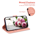 Miniatyrbillede 2 af 5: Rose Butterfly Trykt Etui Til Iphone 15, Stativ Tegnebog Cover Pink