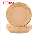 Miniatyrbillede 1 af 5: 100 stk. Air Fryer Bagepapir Nonstick Engangsforet Ikke-perforeret Rund 100pc Brown