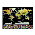 Miniatyrbillede 2 af 4: Scratch World Map Sort baggrund og kobberfolieomslag med nationalflag - L/med Cyli