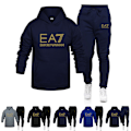 Miniatyrbild 4 av 6: Träningsset för män med hoodie, långärmad hoodie sweatshirt jacka + joggingbyxor träningsbyxor outfit fickor D M D
