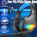 Pikkukuva 2 / 5: Peliheadset Mikrofoni Surround-ääni RGB USB -kuulokkeet PS/Xbox ONE/PC:lle Punainen red