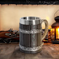 Miniatyrbilde 5 av 5: Nordiske Viking Rune Ølkrus - Stort Eikekrus - Med 3D Resin - For Menn, Farsdagsgave 550ml{DH}