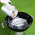 Miniatyrbilde 4 av 5: Sett med 2 kullkurver i rustfritt stål for Weber-griller og alle andre ildsteder