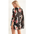 Miniatyrbillede 4 af 5: Kvinders blomsterprint pufærme kimono cardigan løs dækning afslappet bluse