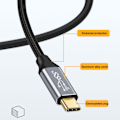 Pikkukuva 9 / 11: USB C -jatkokaapeli USB C -jatkojohto 100 W uros naaras latausdatakaapeli 25 cm