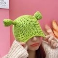 Miniatyrbillede 7 af 7: Unisex Shrek Håndstrikket Uldhue, Holdbar Varm Uldhue, Håndstrikket Hue, Cosplay Hue, Vinter Uldhue