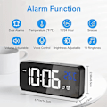 Miniatyrbild 2 av 5: Digital väckarklocka, LED digital klocka digital väckarklocka temperatur/snooze/2 alarm/12/24 timmar/USB-laddningsport/10 musik【mo】