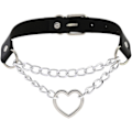 Miniatyrbild 1 av 5: PU Konstläder Gotisk Punk Svart Silver Hjärta Ring Justerbart Halsband