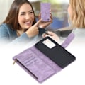 Miniatyrbilde 1 av 8: Wallet-deksel med magnetisk lukking, flip-deksel med kortholder og innebygd stativ for Galaxy S21 Ultra Purple