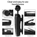 Miniatyrbillede 2 af 5: Ørepropper og in-ear Bluetooth-hovedtelefoner med kabel til mobiltelefon. Kablede ørepropper til forretningsmøder - sort black