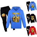 Miniatyrbild 2 av 5: Barn F-ortnite Tryckt Casual Hoodie Byxor Kostymer Pojkar Flickor Hoody Byxor Träningsset Svart Svart 160cm Svart 140cm Black