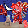 Pikkukuva 5 / 5: 11 kpl Spidey-ilmapalloja supersankari-syntymäpäiväjuhlien koristeluun, sarjakuva-folioilmapallokimppu lapsille, punainen