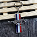 Miniatyrbillede 4 af 5: Mustang Tricolor Logo Nøglering Modificeret Bil Custom Spænde D{DH}