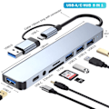 Pikkukuva 1 / 5: 8-in-1 USB A Type C -keskitin telakointiasema 3.0