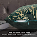 Miniatyrbillede 3 af 5: Pudebetræk 50x50cm Velvet Guld Blad Pudebetræk Grøn Dekorativt Pudebetræk Pyntepude til Sofa Soveværelse Stue Sæt med 2【ad】