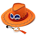 Pikkukuva 1 / 3: Portgas D Ace Oranssi Hattu One Piece Cosplay Cowboy Hattu