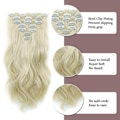 Miniatyrbilde 3 av 5: TG Clip-in Hårextensions, 16 tommer 7 stk Blond Hårextension