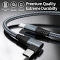 Miniatyrbillede 3 af 5: INF USB-C kabel med vinklet stik 60 W hurtigoplader Grå 3 m【DH】