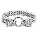 Miniatyrbillede 1 af 3: Rock Viking Ulve Charm Armbånd Herre Rustfrit Stål Mesh Kæde Guld