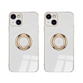 Miniatyrbillede 1 af 5: Iphone14 Plus med skærmbeskytter, belægning Indbygget 360 graders roterende magnetisk ring Stativholder 2 stk white