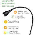 Miniatyrbillede 2 af 5: Dæmpbar Sengelampe, Minimalistisk LED Sengelæselampe, Vægmonteret ved Sengegavl med USB-oplader (Mat Sort) -AD9-[DH]