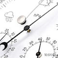 Miniatyrbild 3 av 5: Analog inomhus/utomhus väderstation, rostfritt stål - Inkluderar barometer, hygrometer och termometer