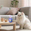 Pikkukuva 2 / 9: Kissalelu höyhenillä, kissan aktivointilelu, Interaktiivinen hauska kissanpentupallohöyhen, Creative Pet Supplies Teaser Toy sisä- ja ulkokäyttöön Purple
