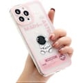 Miniatyrbillede 1 af 4: Klart og sødt mobilcover til iPhone 13 mini, Cool tegneserie Astronaut Space Rocket Moon Design Stilfuld TPU Bumper (iPhone 13 mini, Pink Mars)