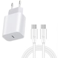 Pikkukuva 1 / 4: iPhone 15 Pikalaturi - 20W Adapteri + 3 METRIÄ USB-C K (Adapter+3Meter cable)