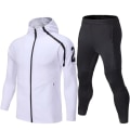 Pikkukuva 1 / 7: Miesten set Jalkapallopaita Jalkapalloharjoitusvaatteet Miesten Juoksuhupparit Pitkähihainen Verryttelypuku Urheilullinen collegepuku white set 4XL