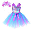 Miniatyrbild 2 av 2: Barns sjöjungfrupresent Huvudbonader + Tutu-kjol Purple Mermaid M (3-4 years old)