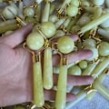 Miniatyrbild 6 av 6: Naturlig Jade Face Roller Gua Sha Scraper Set Guasha massageverktyg Yellow B