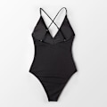 Miniatyrbillede 2 af 3: Kvinder One Piece Badedragt Flæse Wrap Textured Beach Badetøj Badedragter Black M