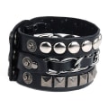 Miniatyrbild 2 av 5: Punk Rock Multi Layers Pyramid Stud Chain Läderarmband