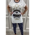 Miniatyrbillede 3 af 3: Harry Potter Kvidditch Kortærmet Pyjamas Whi 8-10 UK White/Navy