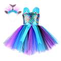 Miniatyrbild 2 av 2: Barns sjöjungfrupresent Huvudbonader + Tutu-kjol Deep Blue Mermaid XXL(9-10 years old)
