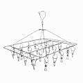 Miniatyrbillede 1 af 3: Tørrestativ for sokker i rustfrit stål med 36 clips, drejelig krog Vindtæt bøjleholder til tøj