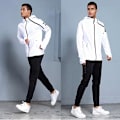 Miniatyrbild 2 av 7: Sportkläder set för män Fotbollströja Fotboll Träningskläder Löphuvtröjor herr Långärmad träningsoverall Sporting sweatsuit white set 4XL
