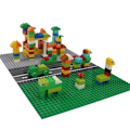 Miniatyrbillede 4 af 5: Byggemurstens bundplader, 6-pack byggebase kompatibel med Duplo, Mega og andre større mærke mursten i større størrelse, byggefodplade i blåt, grå Style 2