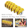 Miniatyrbilde 4 av 6: Rustfri Taco Holder i Rustfritt Stål med 6 Riller - Ideell for Piknik, Bakerier og Grillfester