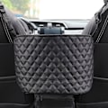 Miniatyrbillede 1 af 2: Car Net Pocket Storage Organizer og håndtaskeholder mellem sæder Læder håndtaskeholder