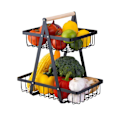 Miniatyrbild 1 av 5: Grönsaksställ i 2 våningar, Korgställ för grönsaksfrukt Svart black