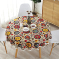 Miniatyrbild 4 av 4: Rund linne bomull bordsduk Sun Flower Spets Multi-purpose 150cm