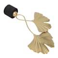 Miniatyrbilde 7 av 8: Gull dobbelthodet ginkgo-bladstatue med metallkompositt trebase - Utsøkt tverrkulturell dekor for skrivebordsvisning