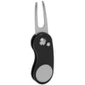 Foldbar Golf Divot Repair Tool i Rustfritt Stål med Automatisk Fjærmekanisme - Svart