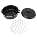 Miniatyrbillede 2 af 6: Husholdnings stegepande med sort plettet finish, non-stick grillgryde med låg, ideel til stegte søde kartofler og kastanjer, 28 cm jernlåg