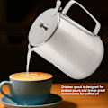 Miniatyrbilde 6 av 8: Kaffekrus i rustfritt stål med lokk - 2000 ml melkeskumkanne for latte-kunst