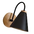 Miniatyrbild 3 av 8: Böjd vägglampa i järn med lampskärm för sovrum, vardagsrum, arbetsrum - Väggmonterad korridorlampa i svart (glödlampa ingår ej)