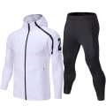 Miniatyrbilde 5 av 7: Sportstøysett for menn Fotballdrakt Fotballtreningsklær Løpehettegensere for menn Langermet treningsdrakt Sportsdrakt white set 4XL